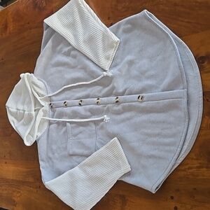 Temu White And Gray Hooded Button Up Shacket Size Medium